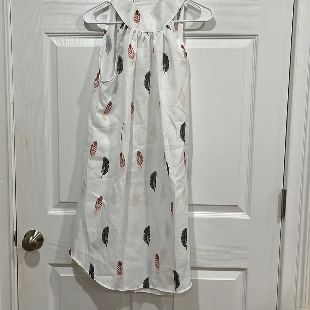 Boutique Linen Feather Dress with halter neck